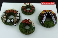 Funeral wreaths with ribbons