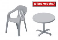 Plastic chairs and table